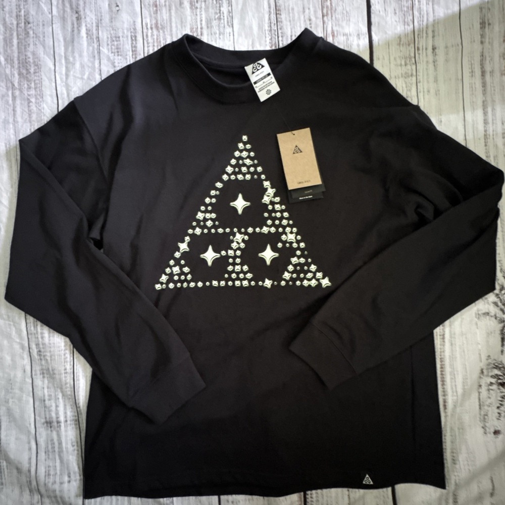 Nike ACG /Stars Graphic Loose Fit Long Sleeve Shirt HV2176-010 Black Men's M